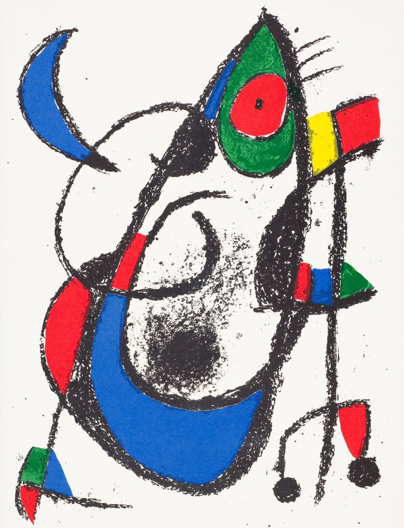 A drawing of a dog with a colorful headdress on it's head.