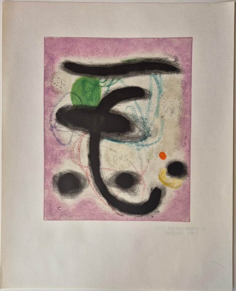 A painting on a piece of paper with a green leaf on it.