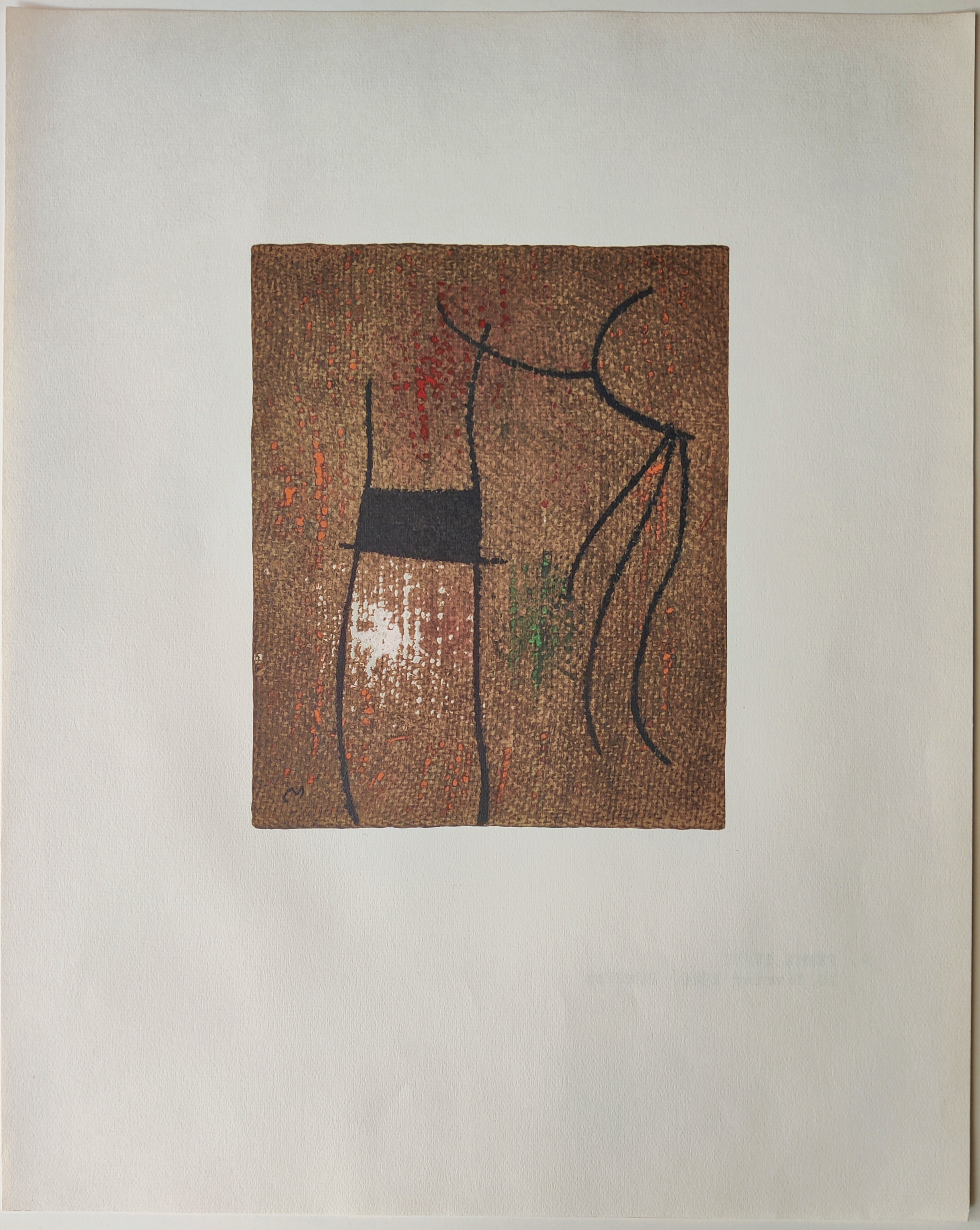 A painting on a piece of paper with a brown background.