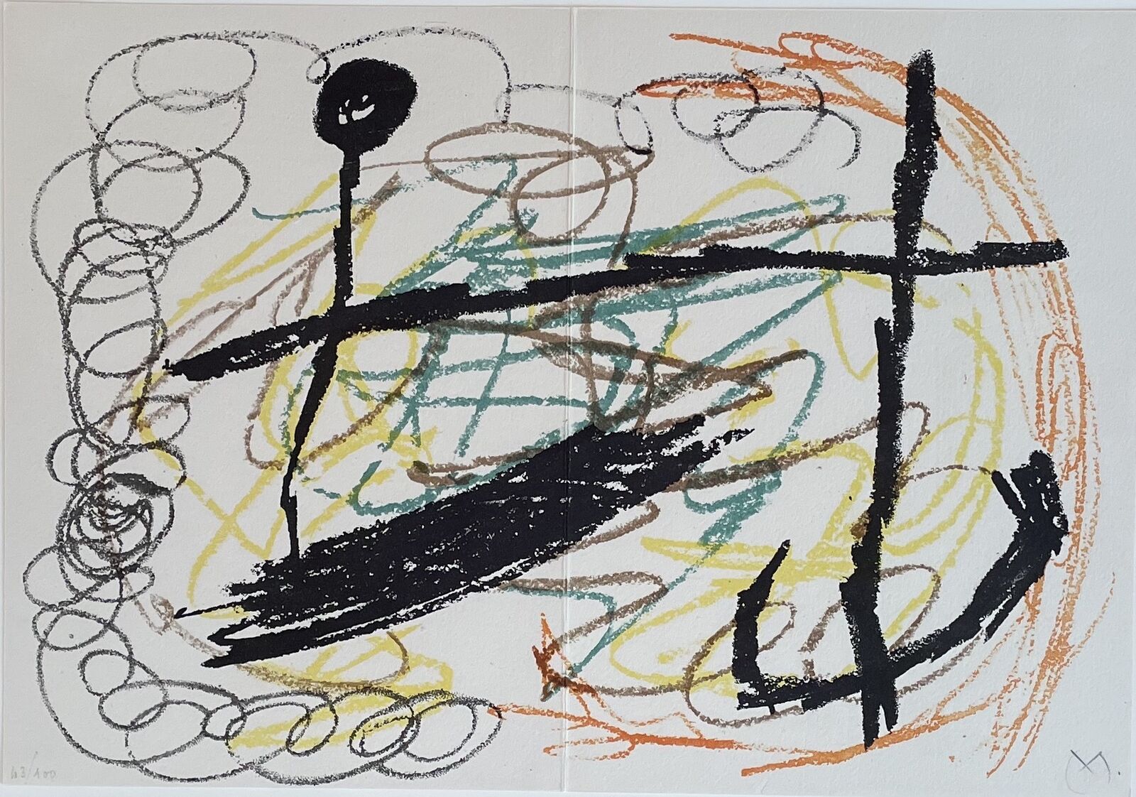 A black and white drawing on a piece of paper.