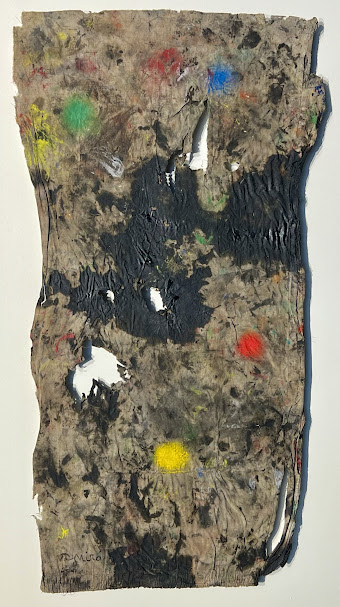 Artwork by Joan Miró, Peinture, Made of Oil and ink on punctured cloth 