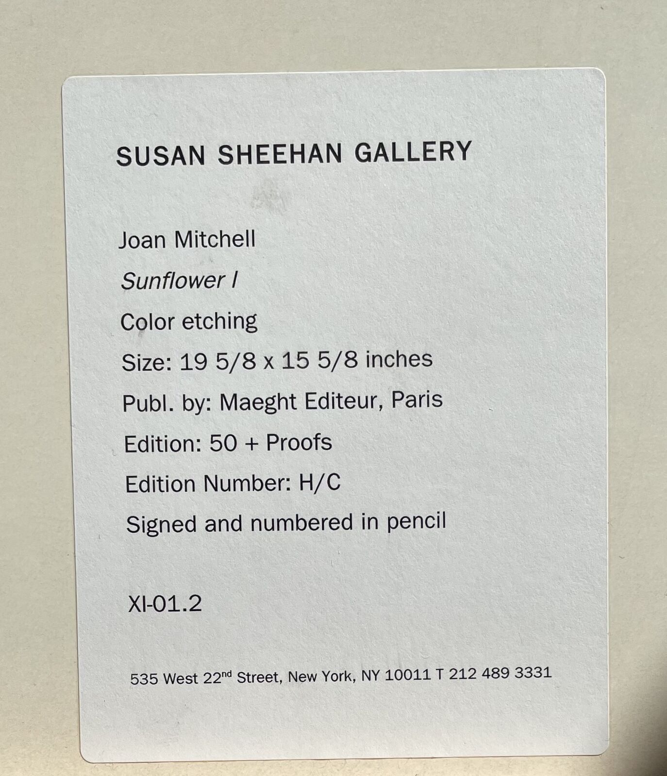 Artwork by Joan Mitchell, Sunflower I, Made of Etching and aquatint 