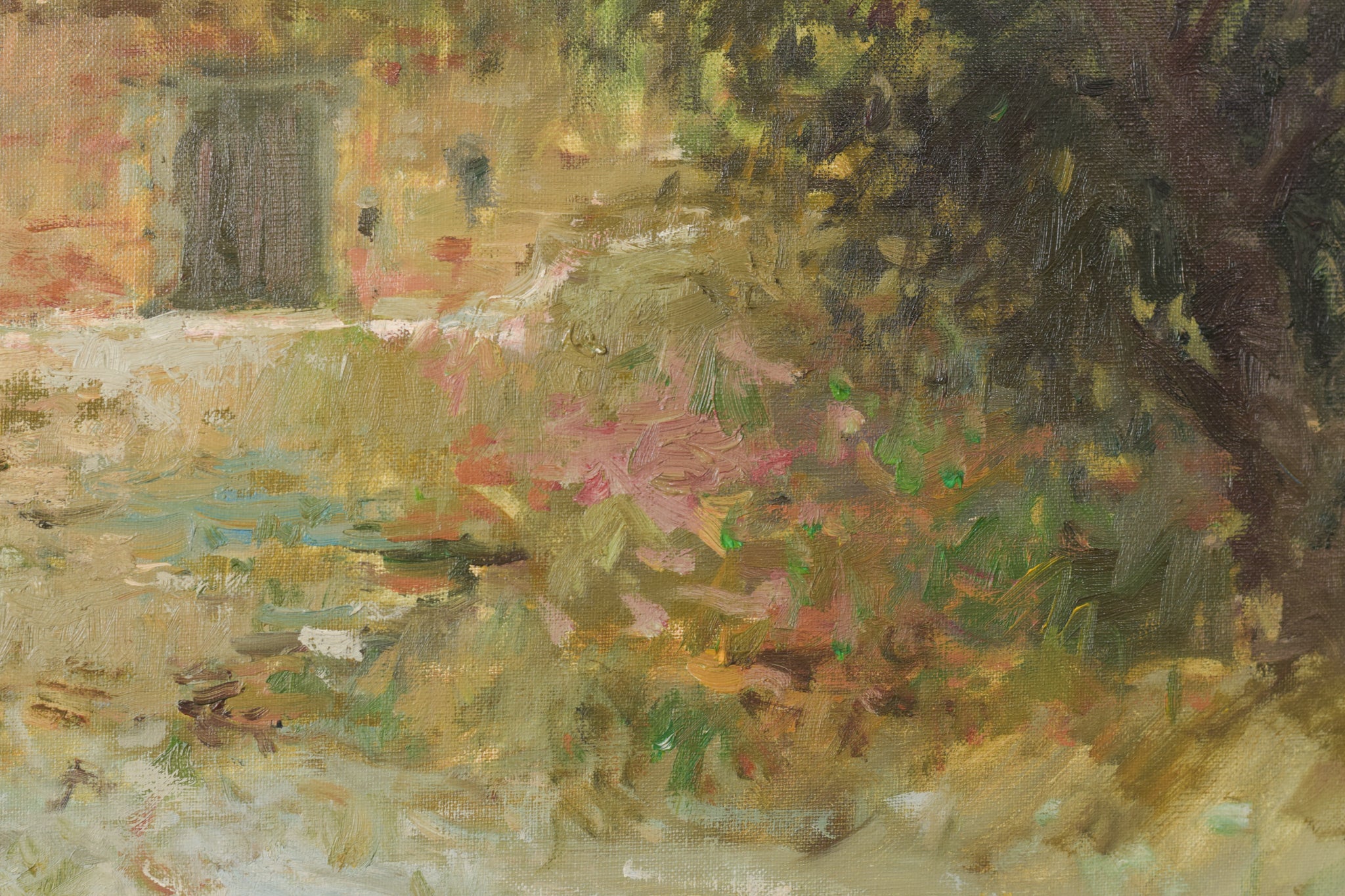 Artwork by Joan Ramon Palau Juncà, Impressionist Painting with River and Chalets, Made of Oil on canvas 