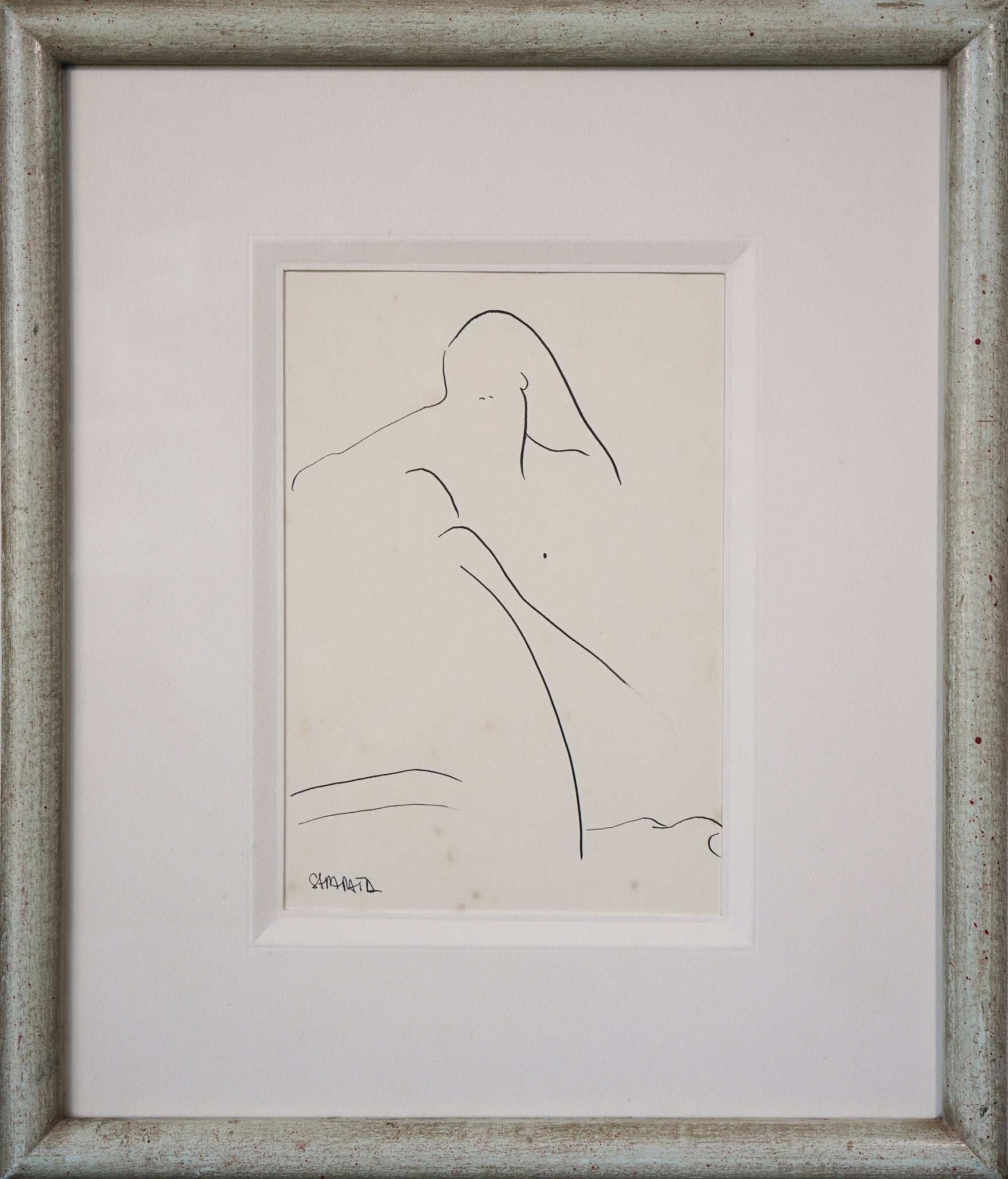 Artwork by Joanna Sarapata, Two Female Nude Pen and Colour Wash Studies, Made of Pen and ink 