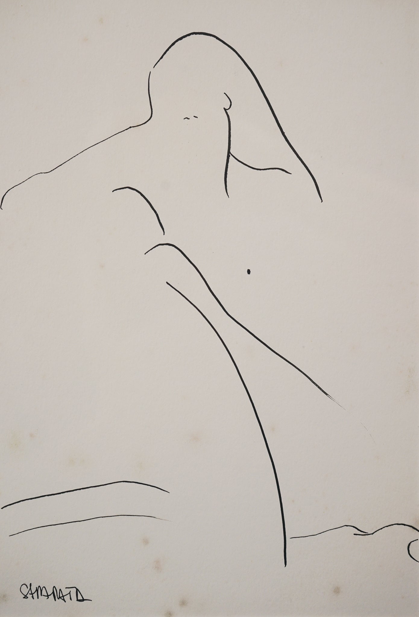 Artwork by Joanna Sarapata, Two Female Nude Pen and Colour Wash Studies, Made of Pen and ink 