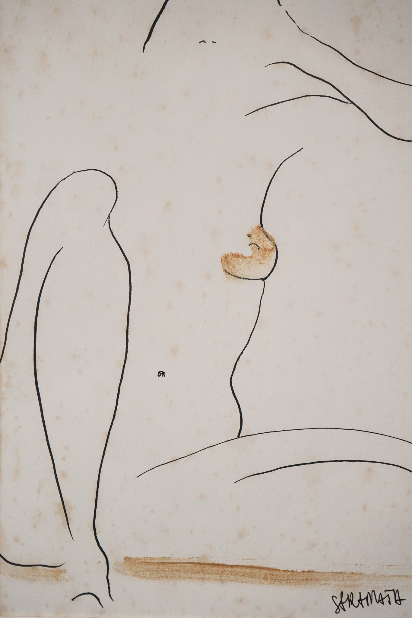 Artwork by Joanna Sarapata, Two Female Nude Pen and Colour Wash Studies, Made of Pen and ink 