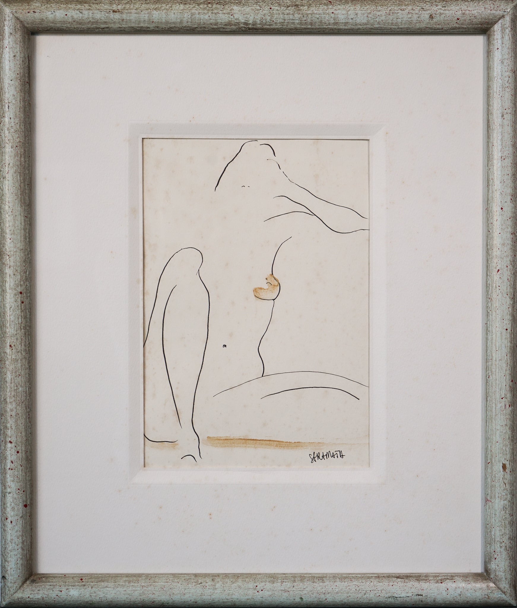 Artwork by Joanna Sarapata, Two Female Nude Pen and Colour Wash Studies, Made of Pen and ink 