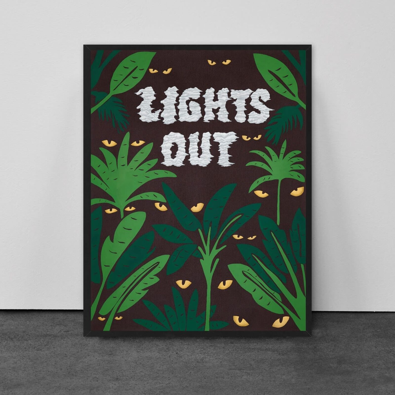 A poster with the words lights out on it.