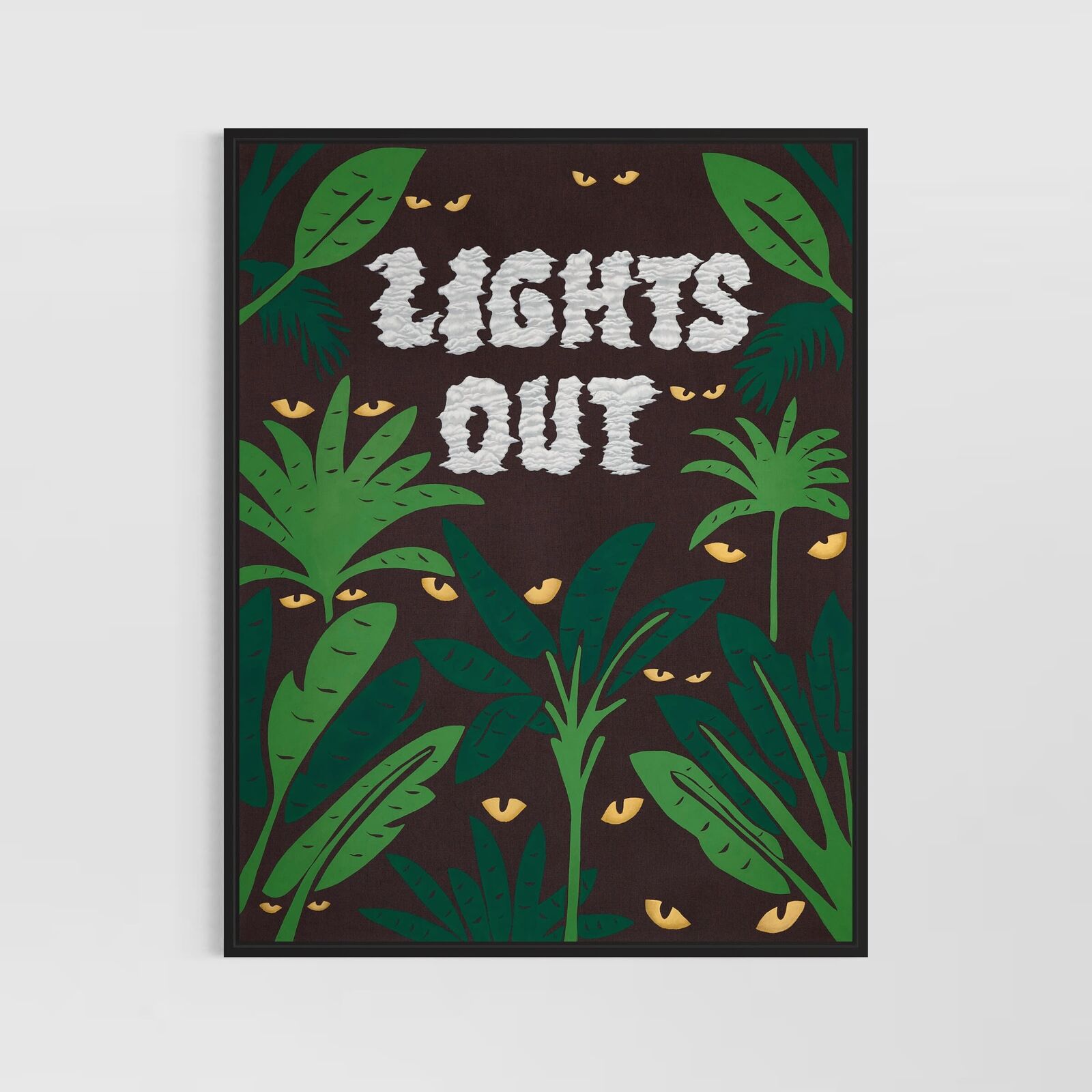 A poster with the words lights out on it.