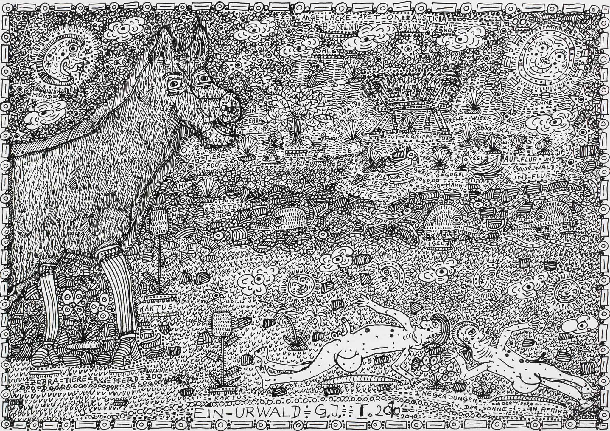 Artwork by Johann Garber, A-JUNGLE, Made of Indian ink 