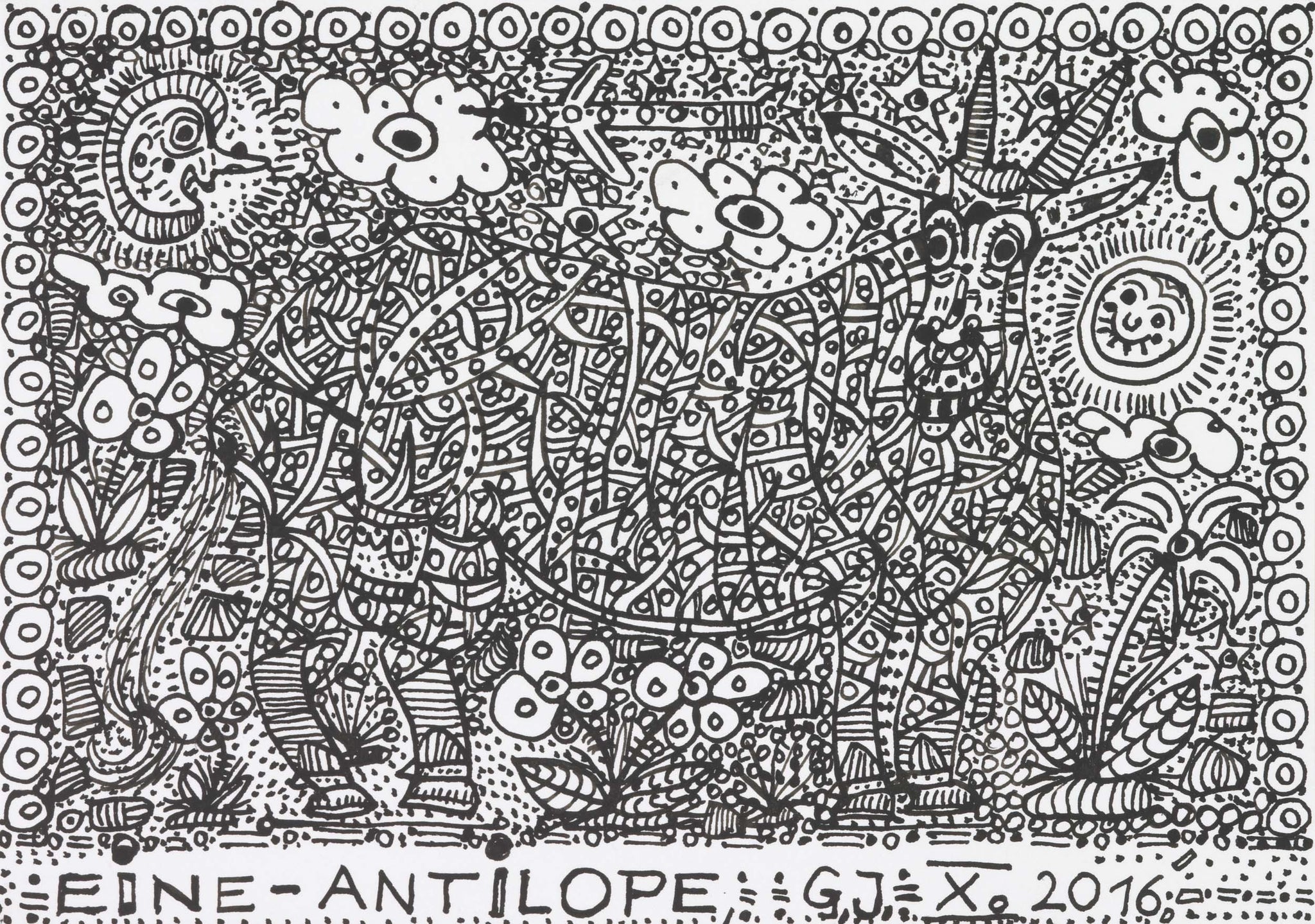 Artwork by Johann Garber, AN-ANTELOPE, Made of Indian ink 