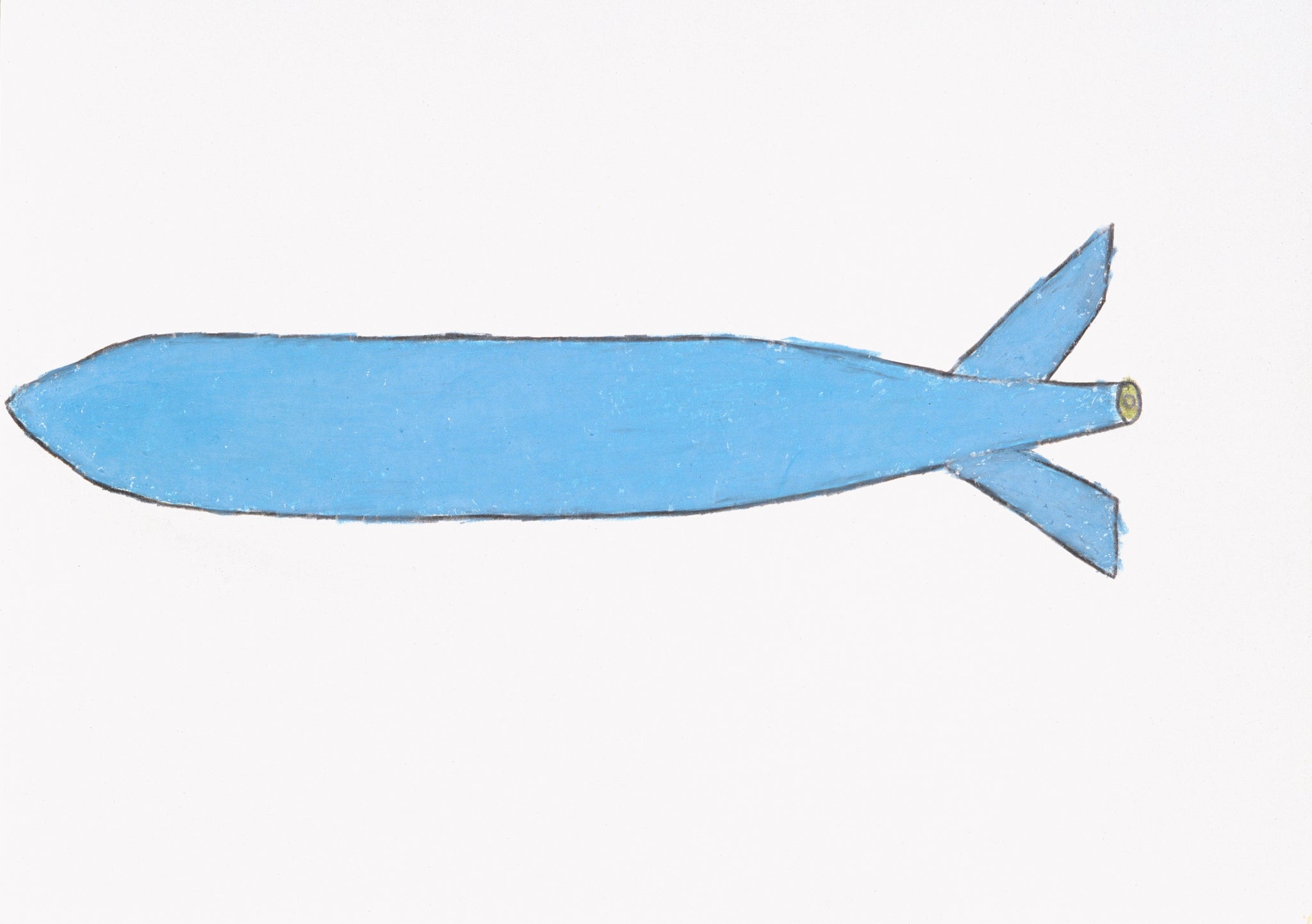 Artwork by Johann Hauser, Blue rocket, Made of Pencil, coloured pencil, oil crayon 