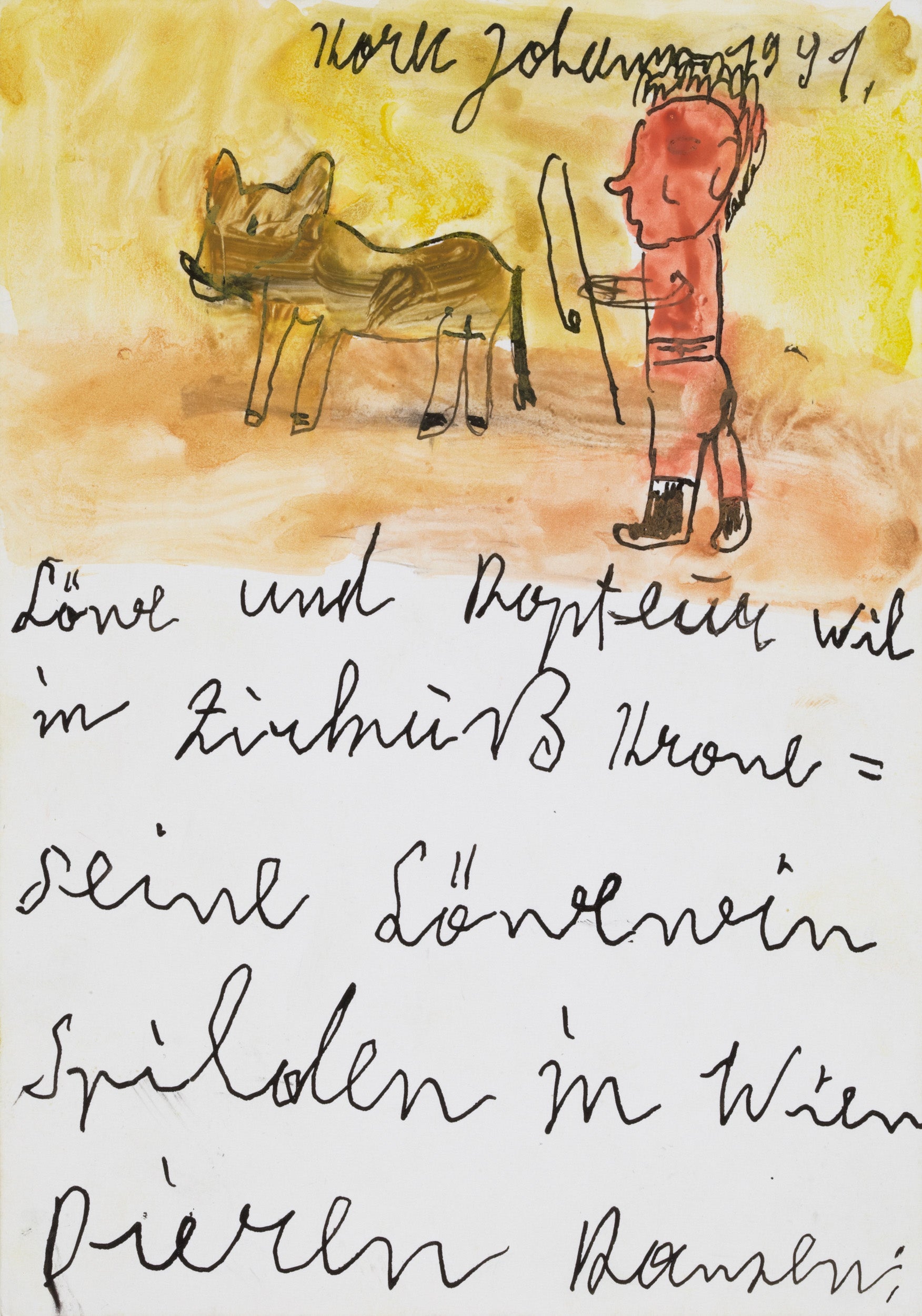 Lion and animal tamer by Johann Korec, 1991