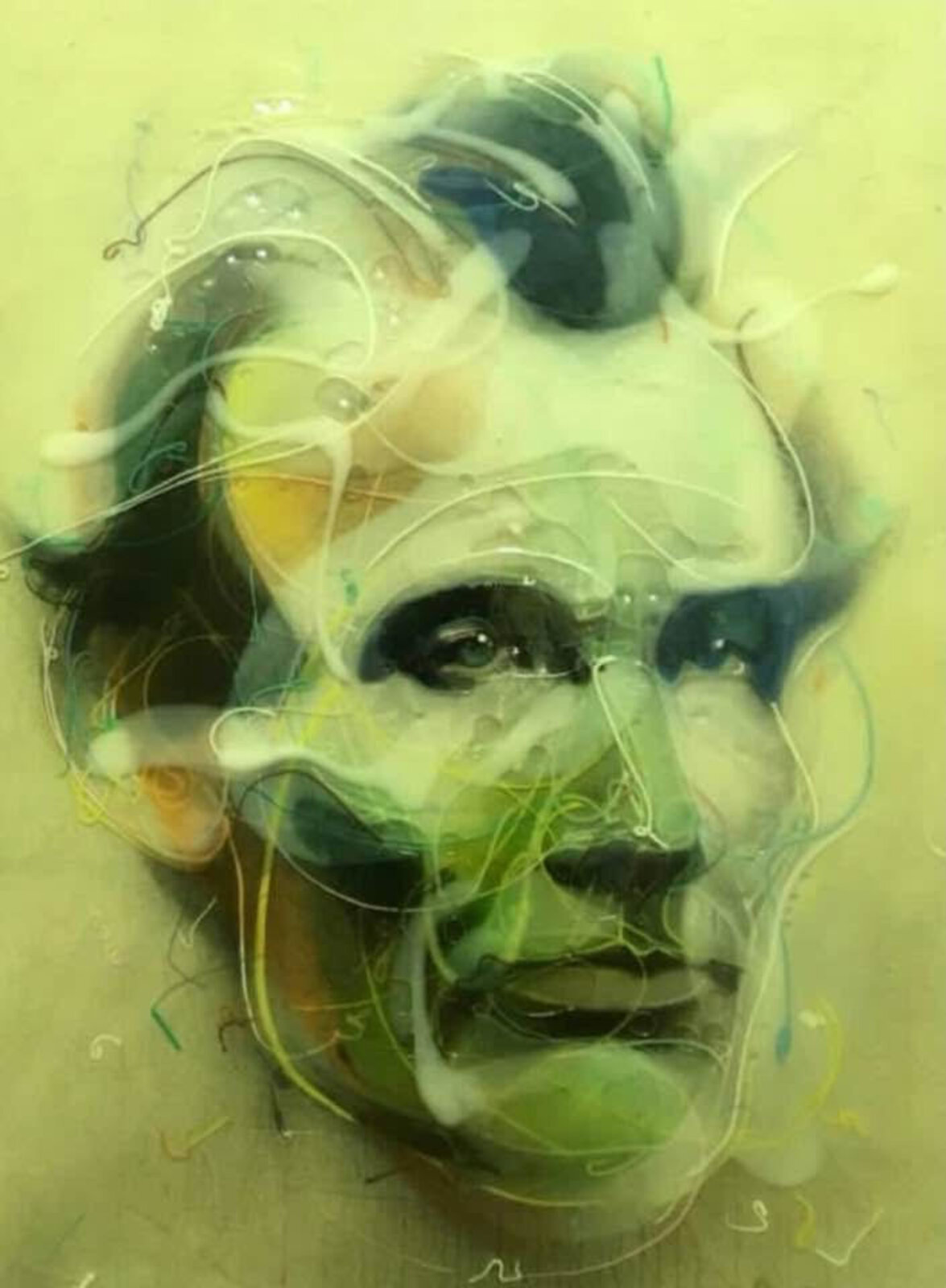 Artwork by Jongwang Lee, Lincoln 1860, Made of Acrylic, oil, resin, and sumi ink on canvas over wood panel 