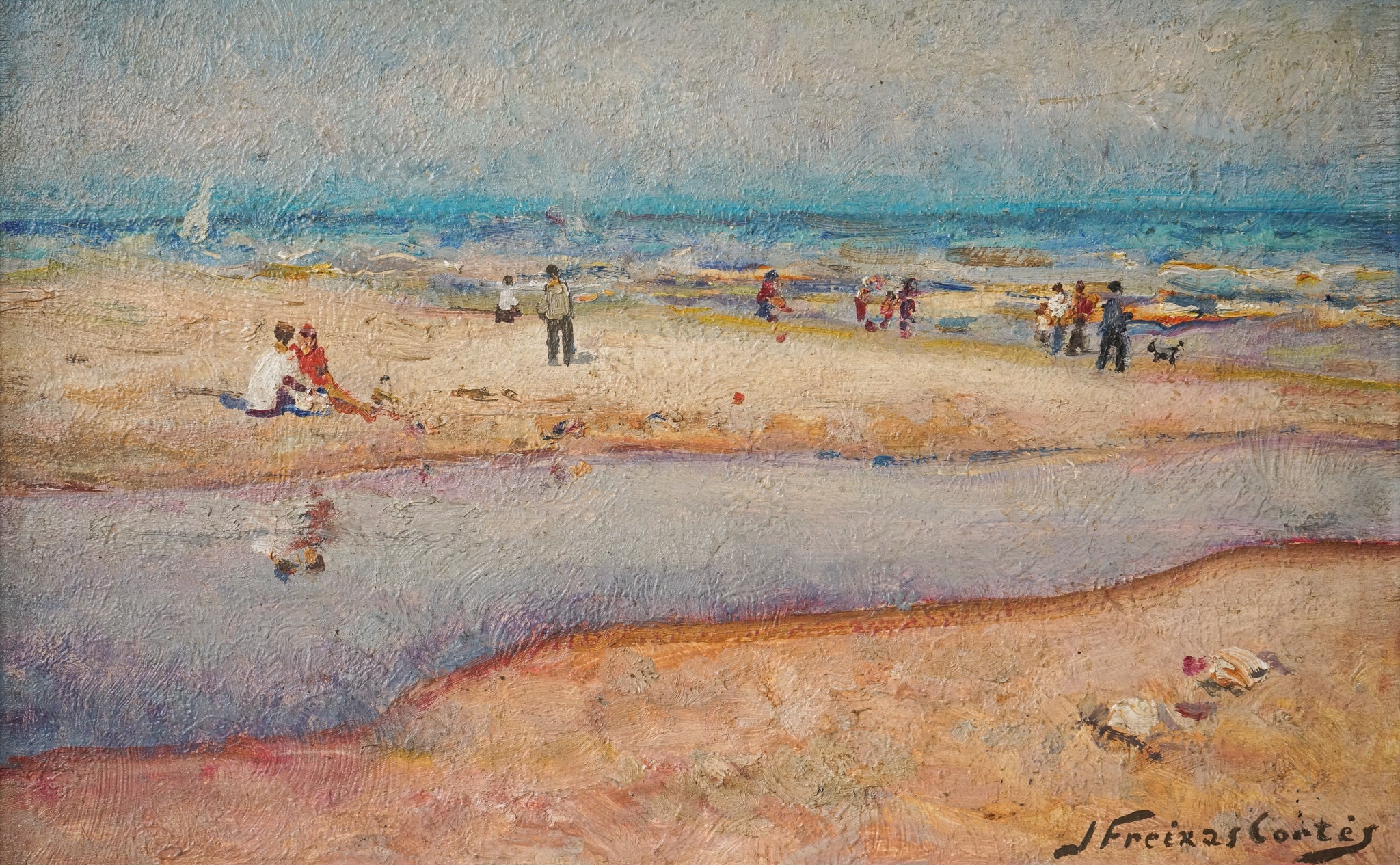 Artwork by Jordi Freixas Cortés, Framed beach scene, Made of Oil on board 