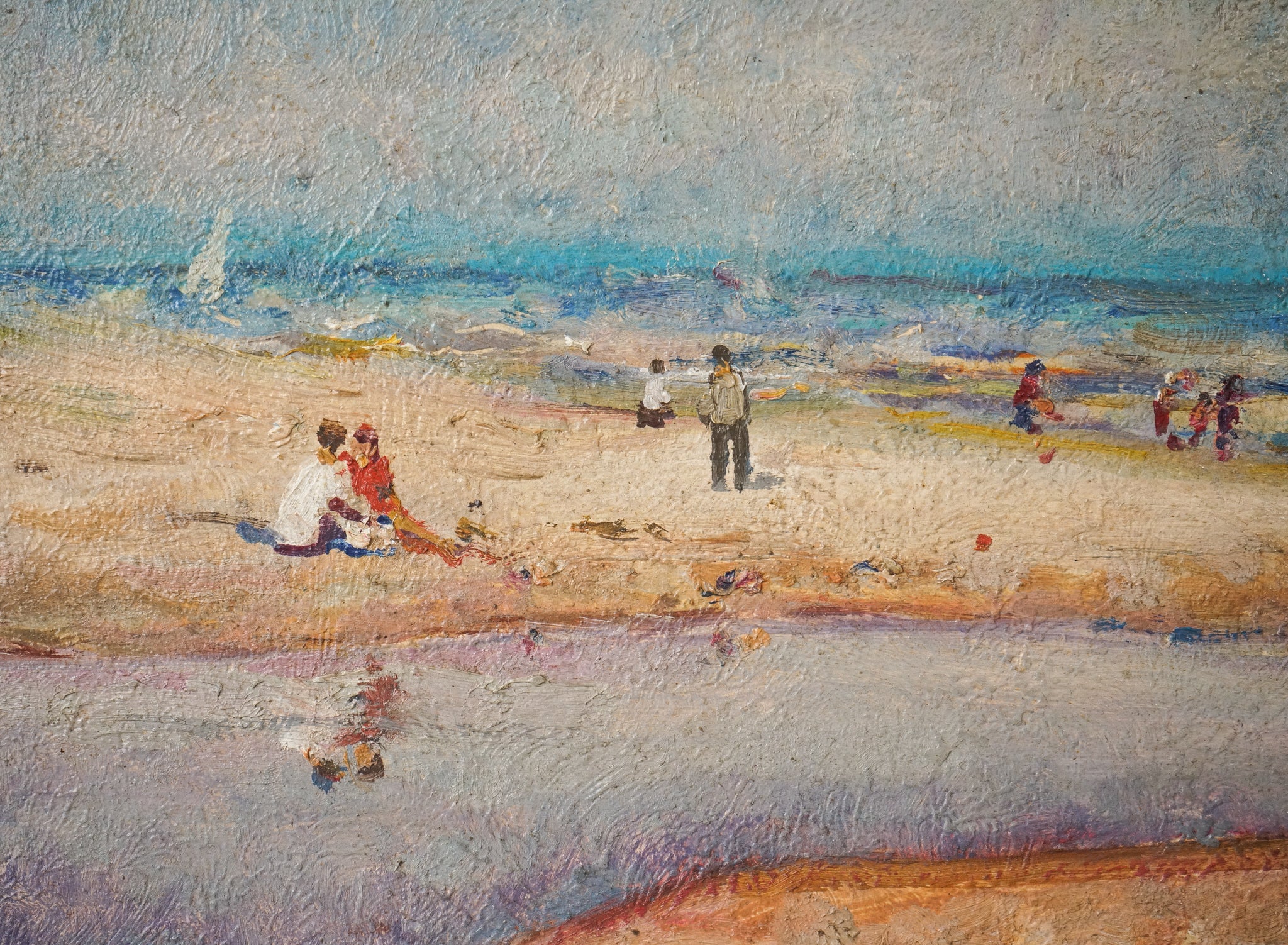 Artwork by Jordi Freixas Cortés, Framed beach scene, Made of Oil on board 