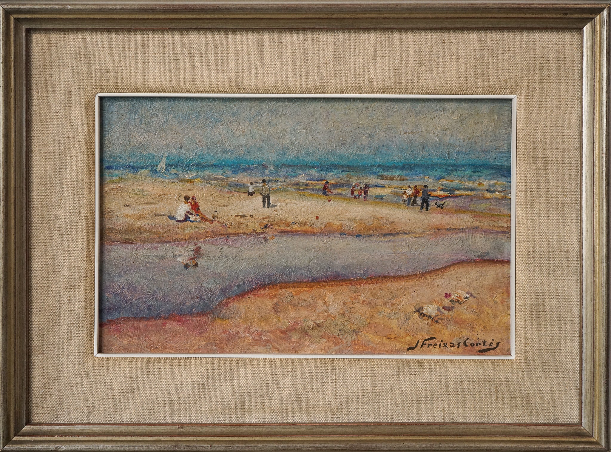 Artwork by Jordi Freixas Cortés, Framed beach scene, Made of Oil on board 