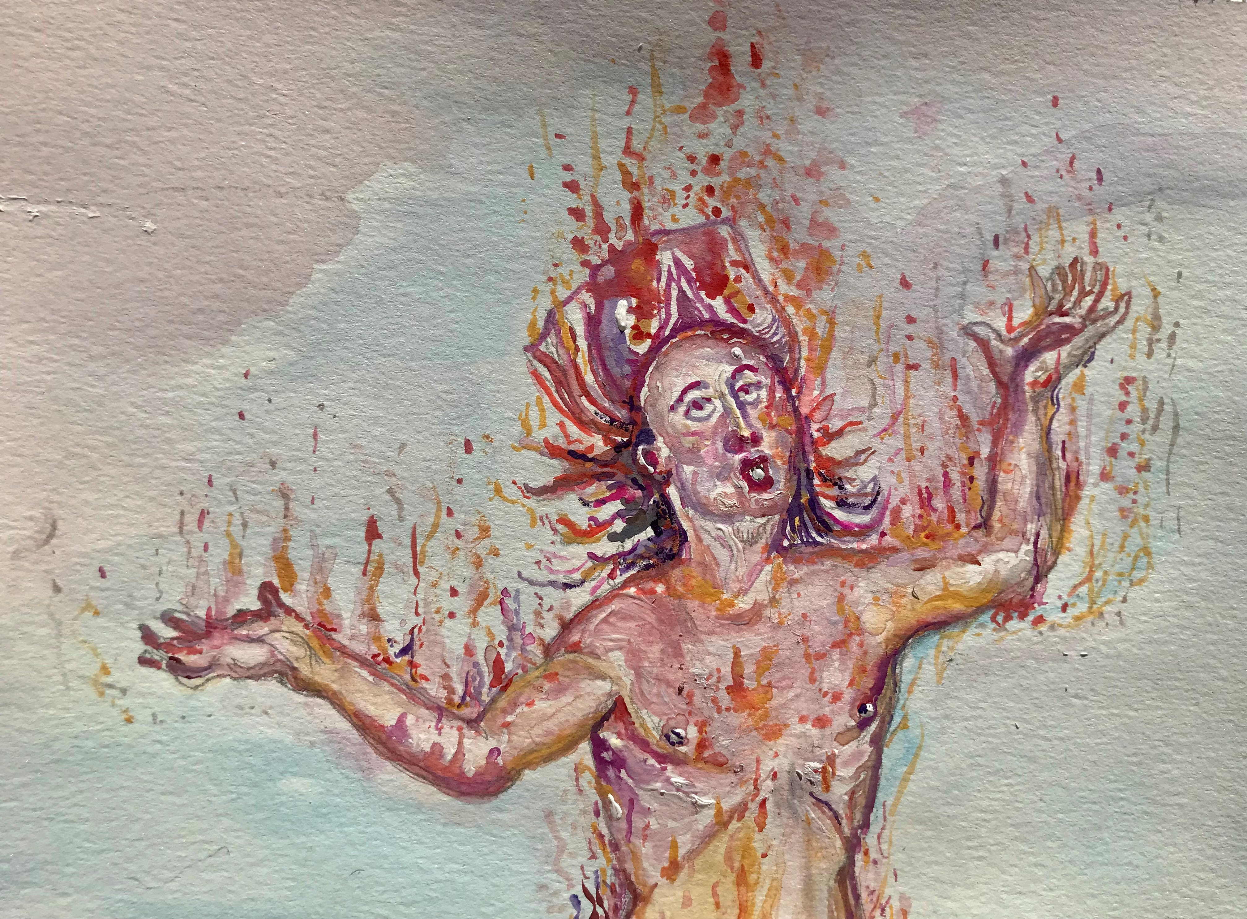 Artwork by Jorge Rivera, Levitation 4, Made of Watercolour And Resin On Paper 