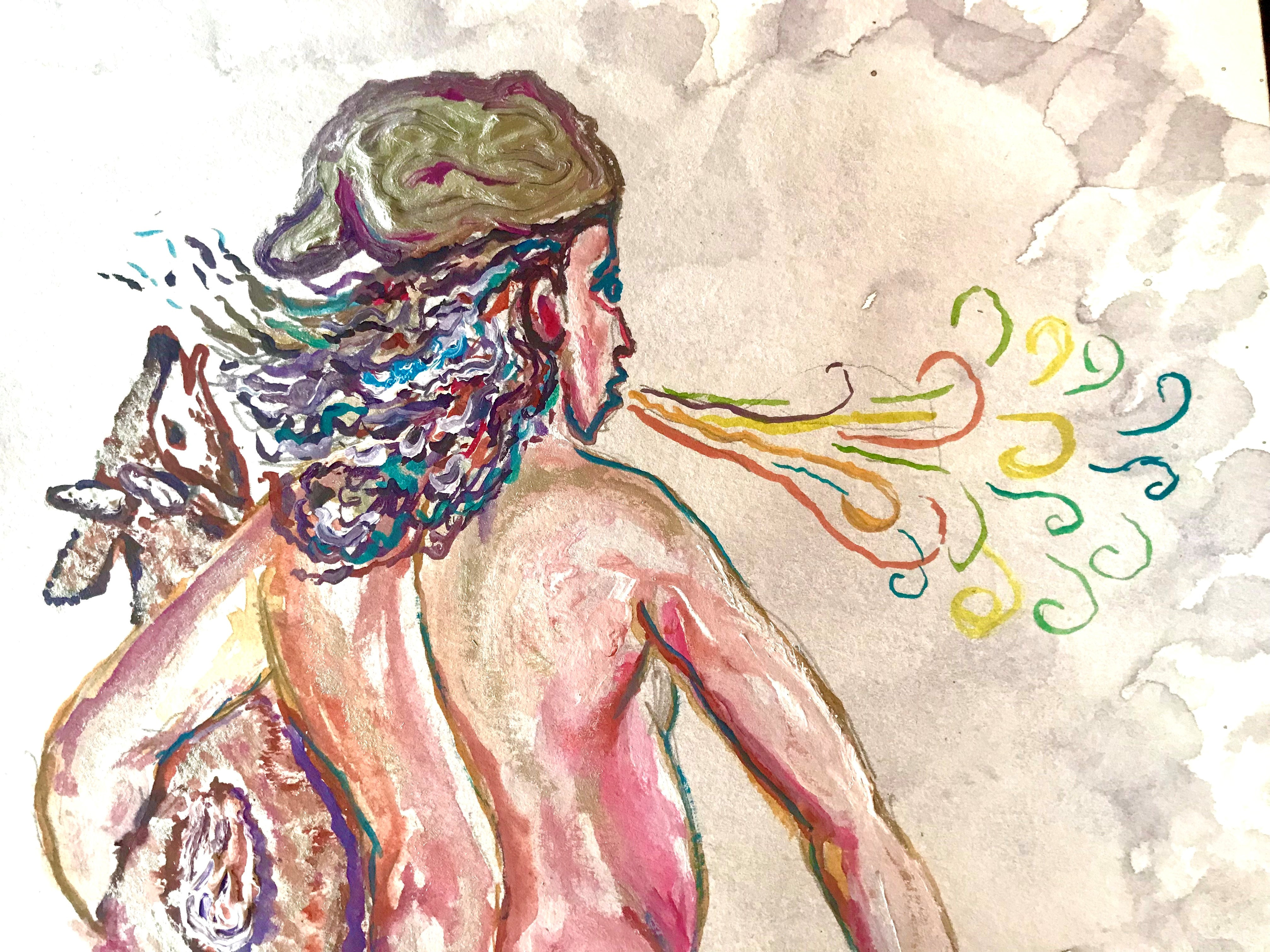 Artwork by Jorge Rivera, Levitation 7, Made of Watercolour And Resin On Paper 