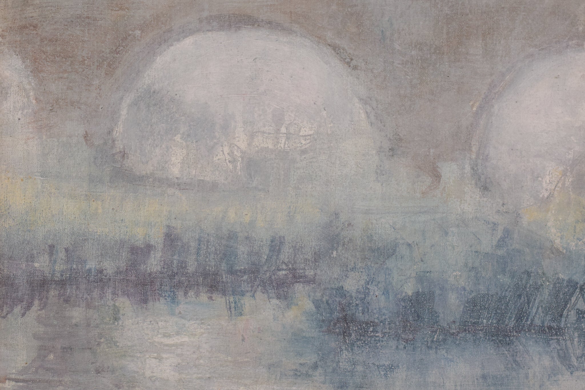 A painting of a bridge over a body of water.