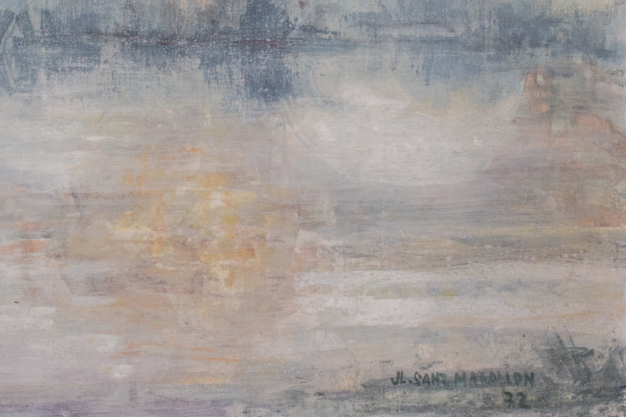 A painting of a bridge over a body of water.