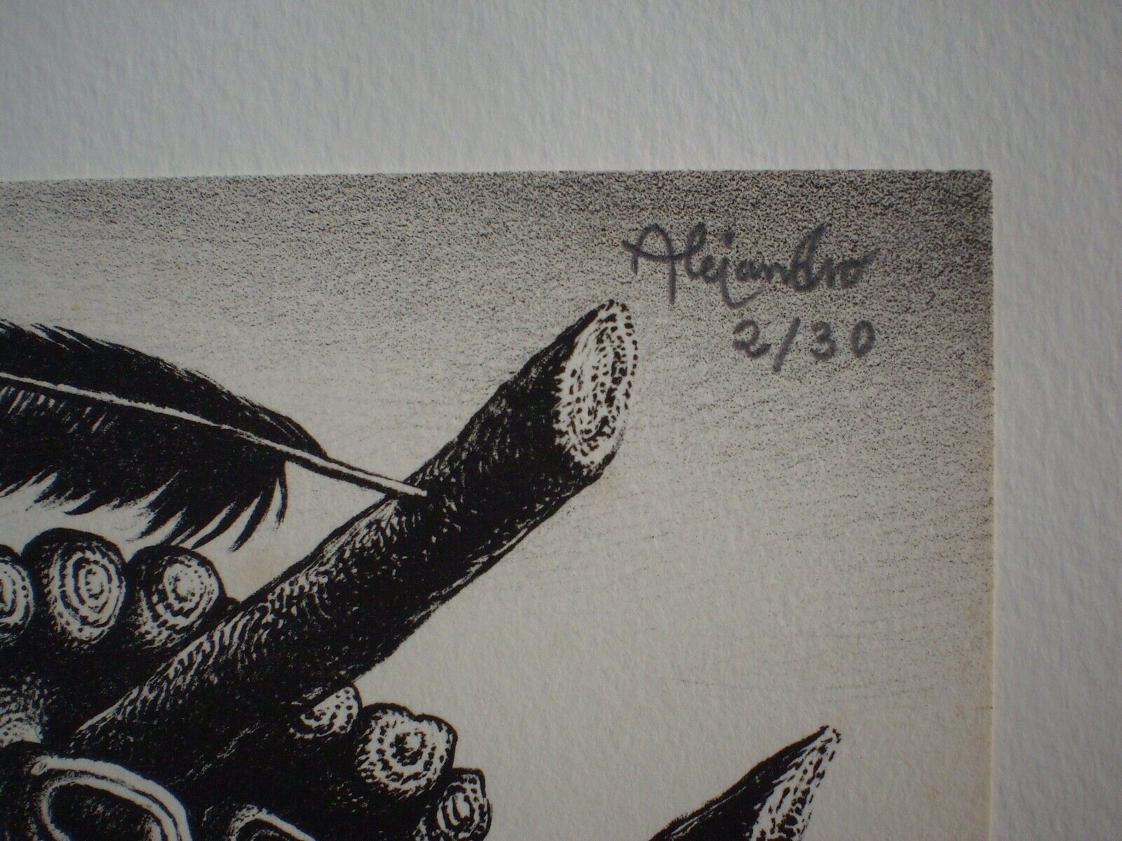 A black and white drawing of an octopus with a feather on its head.