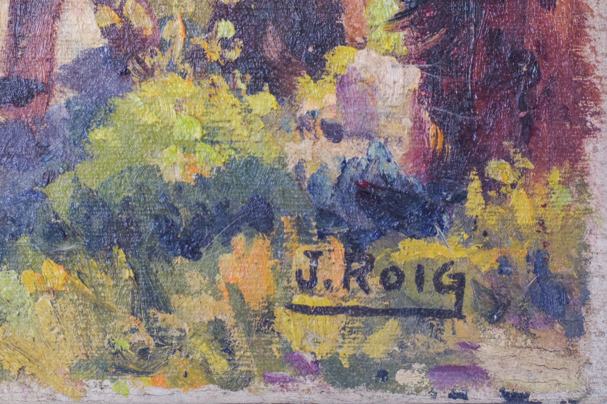 A painting of a group of people walking through a desert.