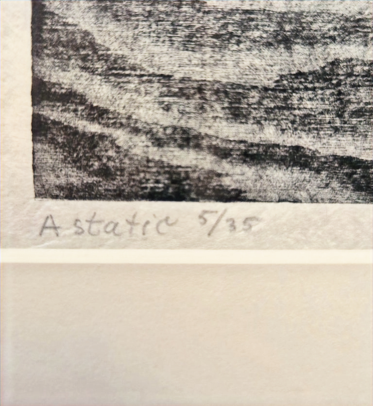 A black and white drawing of a geometric design.