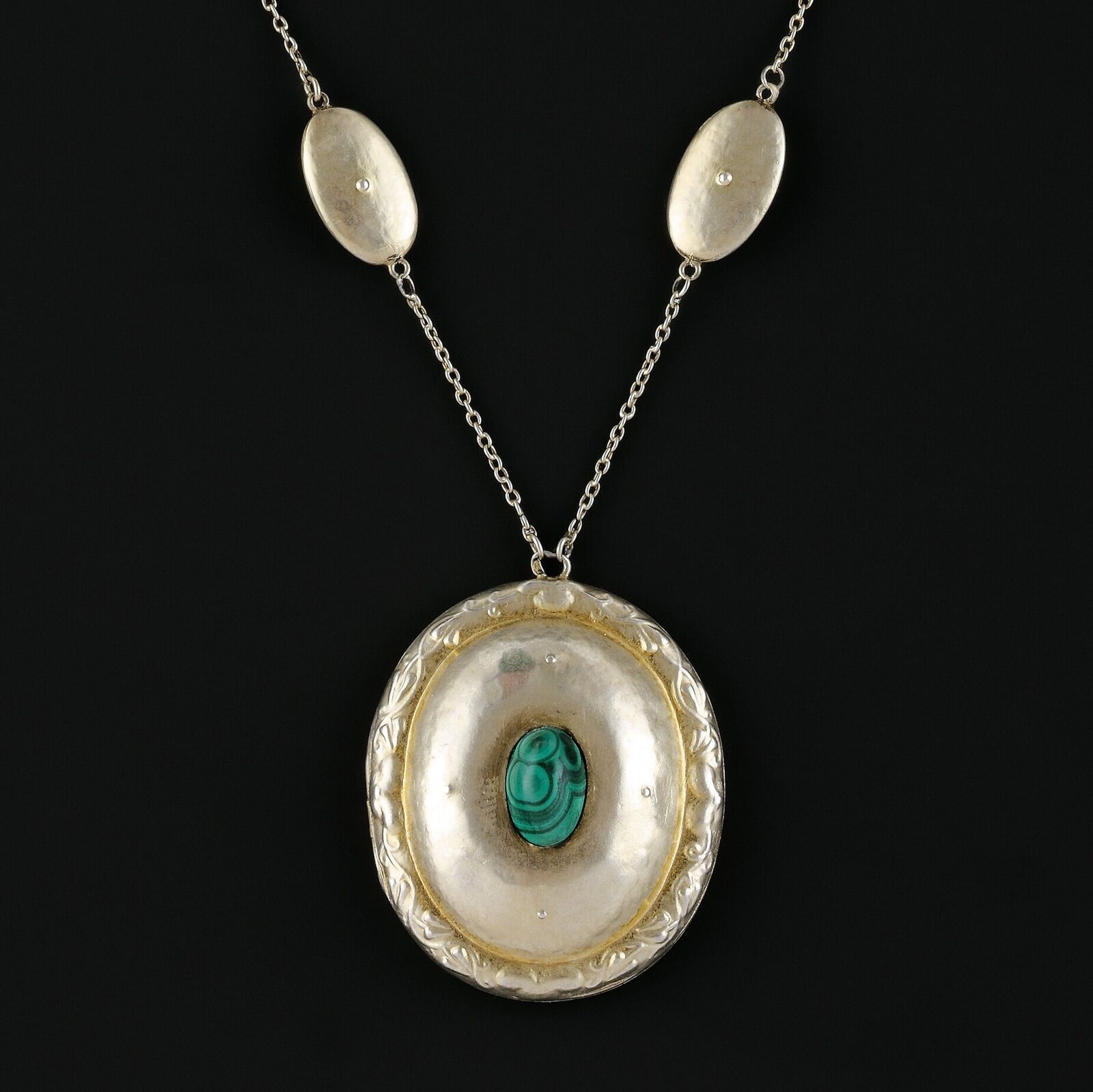 Medallion with Malachite and Original Chain by Josef Hoffmann, circa 1918