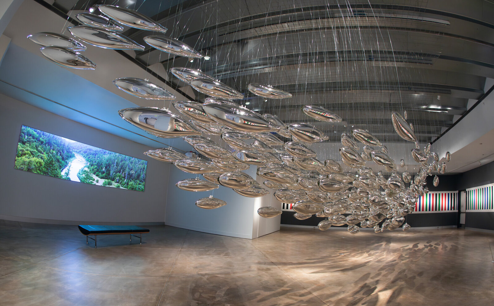Artwork by Joseph Gregory Rossano, The Salmon School, Made of Approximately 600 hand-blown glass elements 