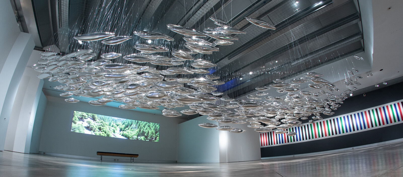 Artwork by Joseph Gregory Rossano, The Salmon School, Made of Approximately 600 hand-blown glass elements 