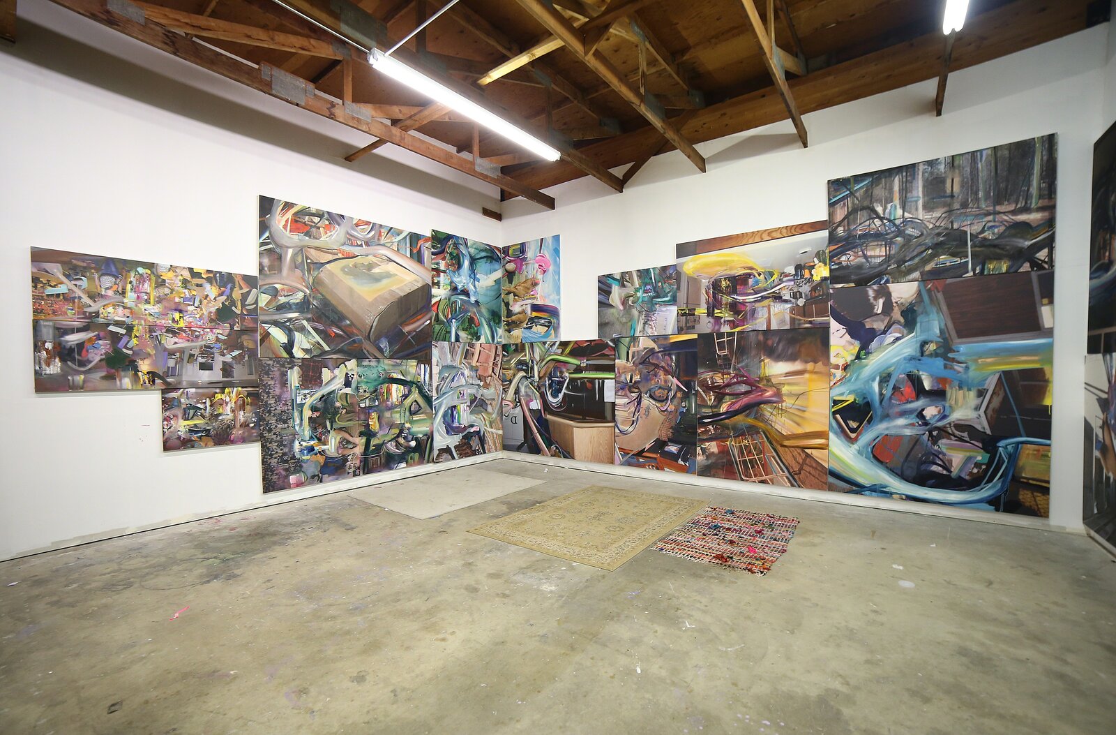 Artwork by Joshua Dildine, Filmy Album, Made of Acrylic, oil and uv coated ink on canvas in 25 parts 