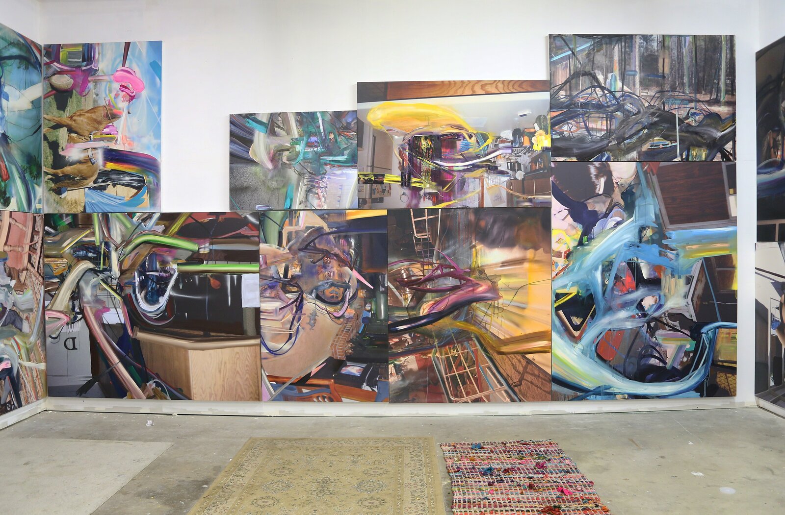 Artwork by Joshua Dildine, Filmy Album, Made of Acrylic, oil and uv coated ink on canvas in 25 parts 