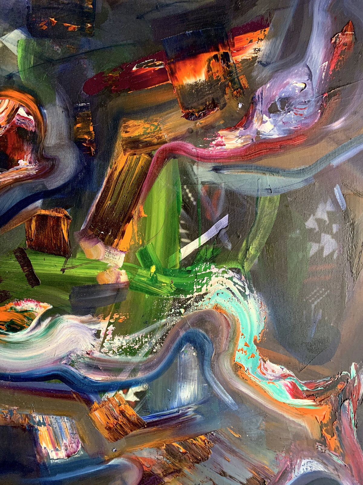 Artwork by Joshua Dildine, Sweater Blues, Made of Acrylic, oil, and uv coated ink on canvas 