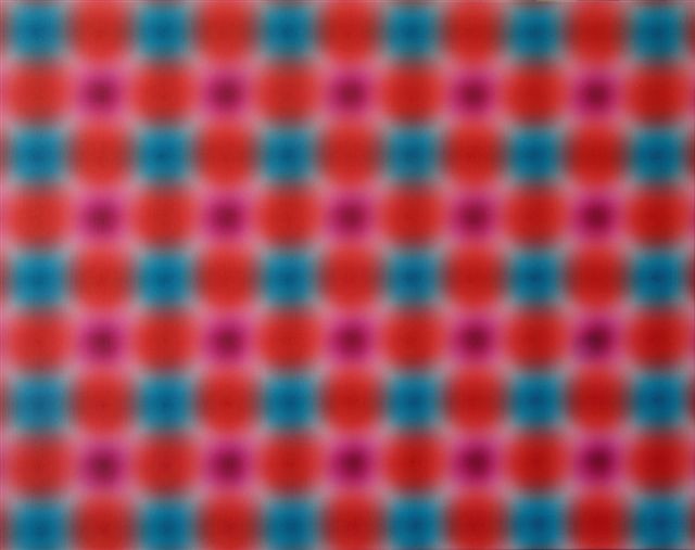 a red and blue checkered pattern on a white background