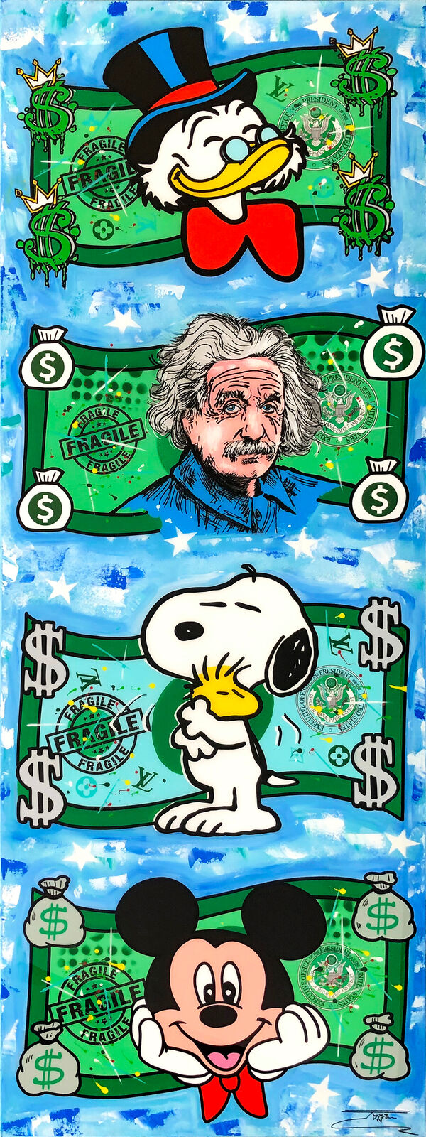Cash Only II (Scrooge Einstein Snoopy Mickey) by Jozza, 2023
