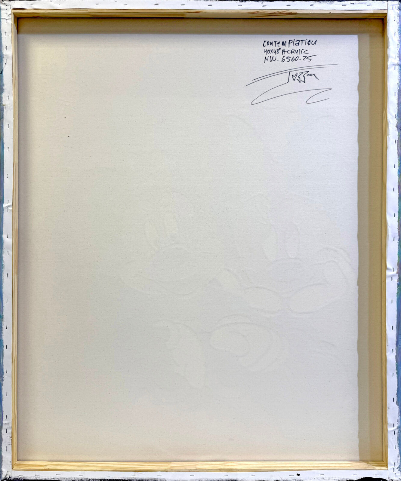 A painting of Mickey and Minnie Mouse on a purple background.