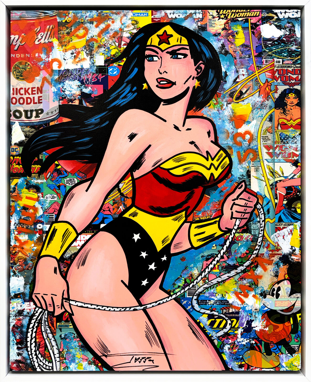 A painting of a woman with a lasso in her hand.