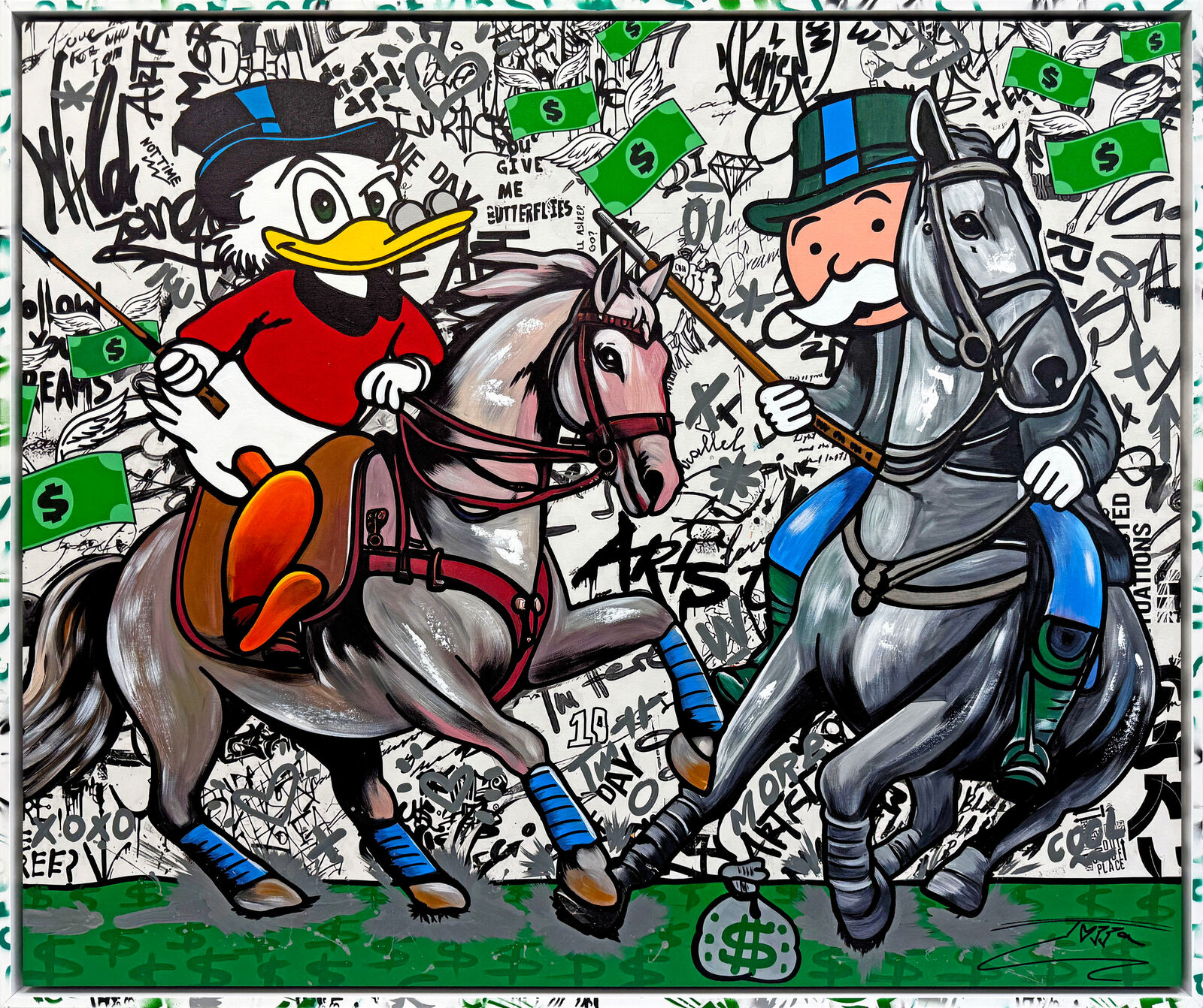 Artwork by Jozza, High Stakes Match (Monopoly), Made of Acrylic on canvas with diamond dust 