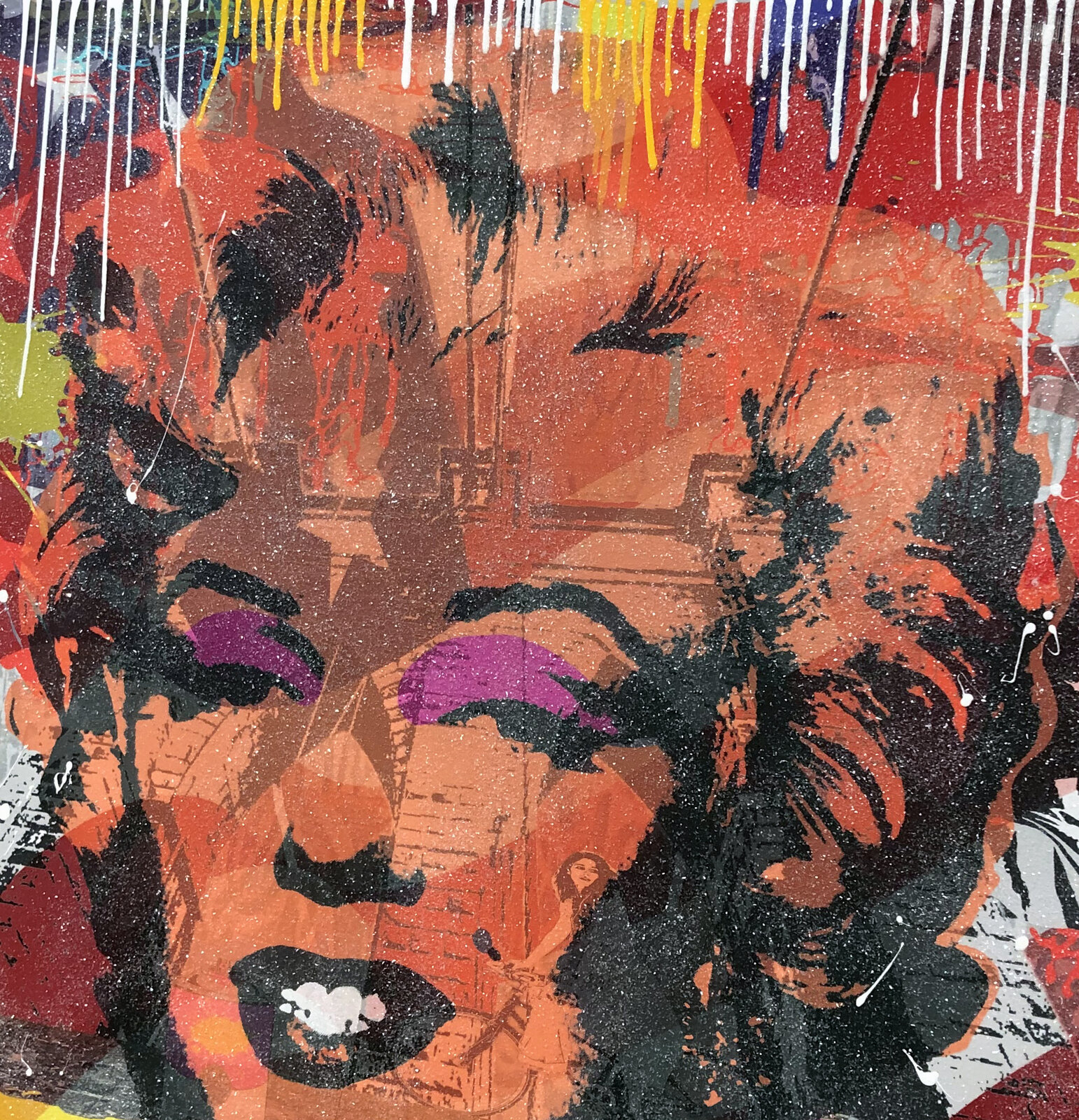 A painting of a woman's face on a piece of paper.