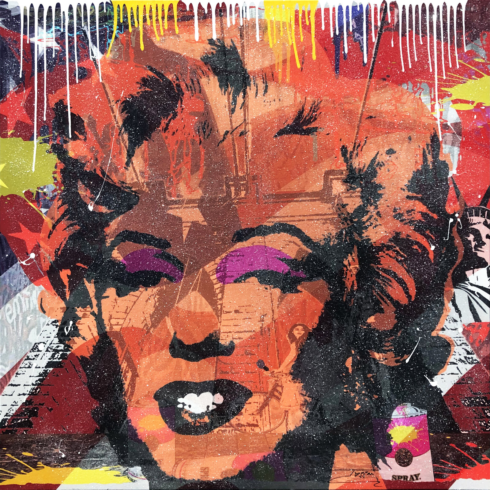 A painting of a woman's face on a piece of paper.