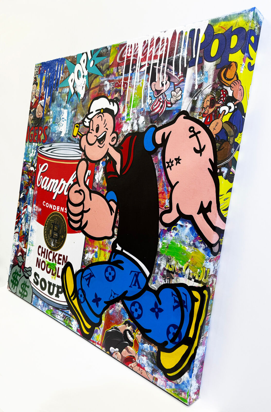 Artwork by Jozza, Popeye In The Run (large original painting on canvas), Made of Acrylic On Canvas 