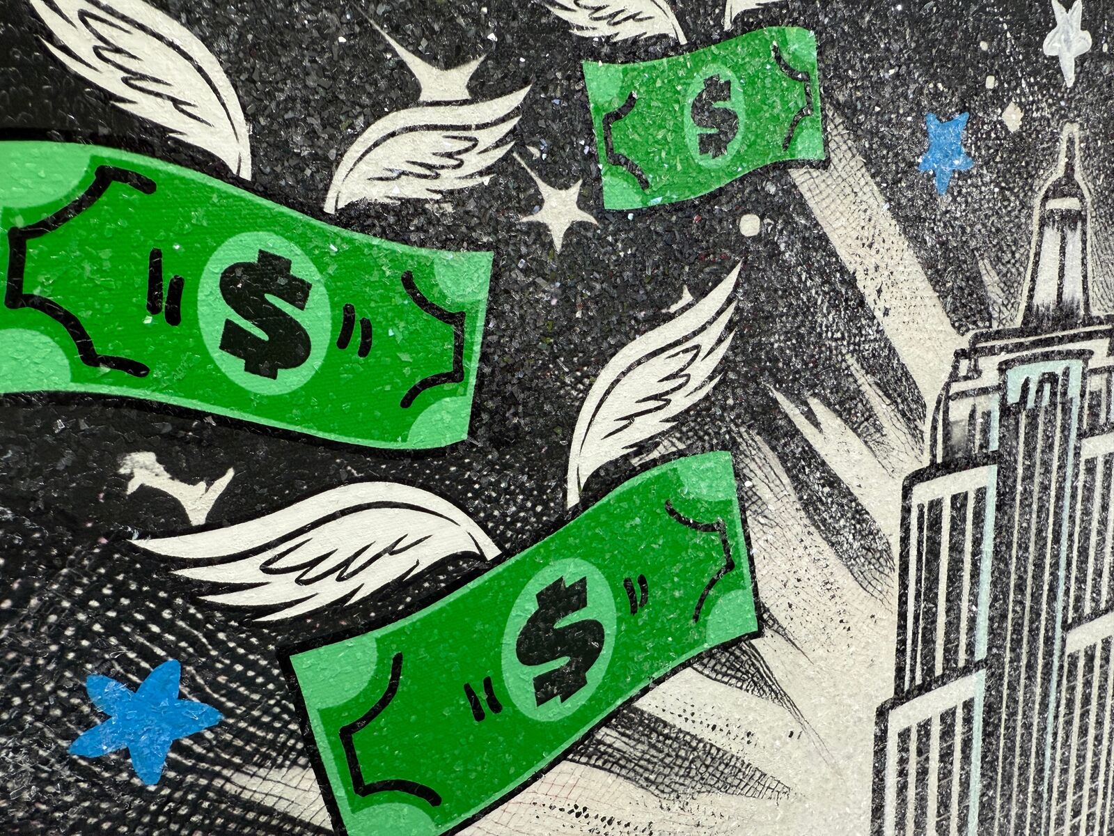 Artwork by Jozza, Strolling In Style (Monopoly), Made of Acrylic on canvas with diamond dust 