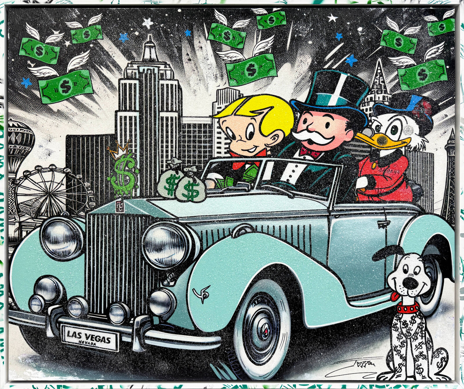 Artwork by Jozza, Strolling In Style (Monopoly), Made of Acrylic on canvas with diamond dust 