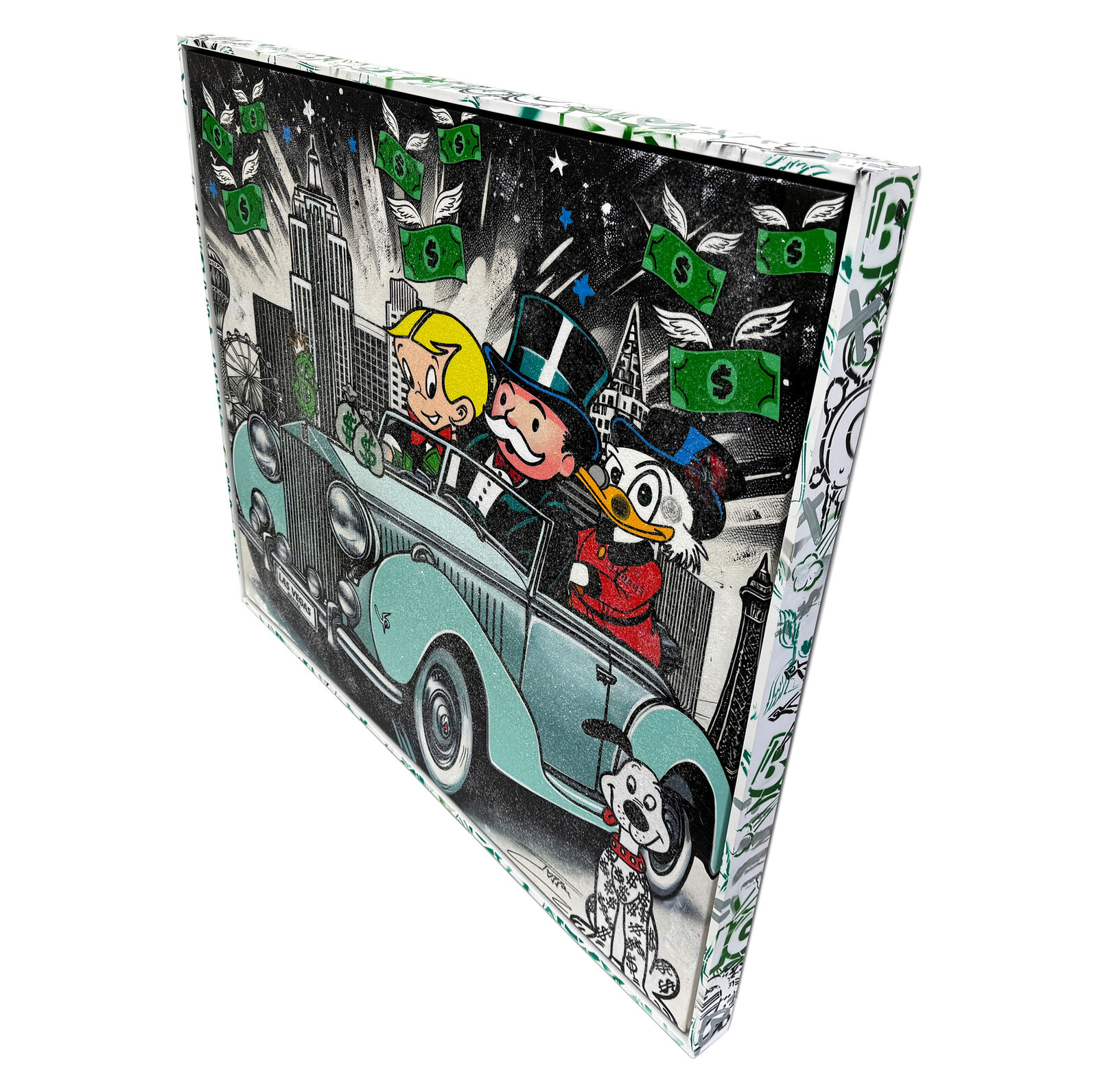 Artwork by Jozza, Strolling In Style (Monopoly), Made of Acrylic on canvas with diamond dust 