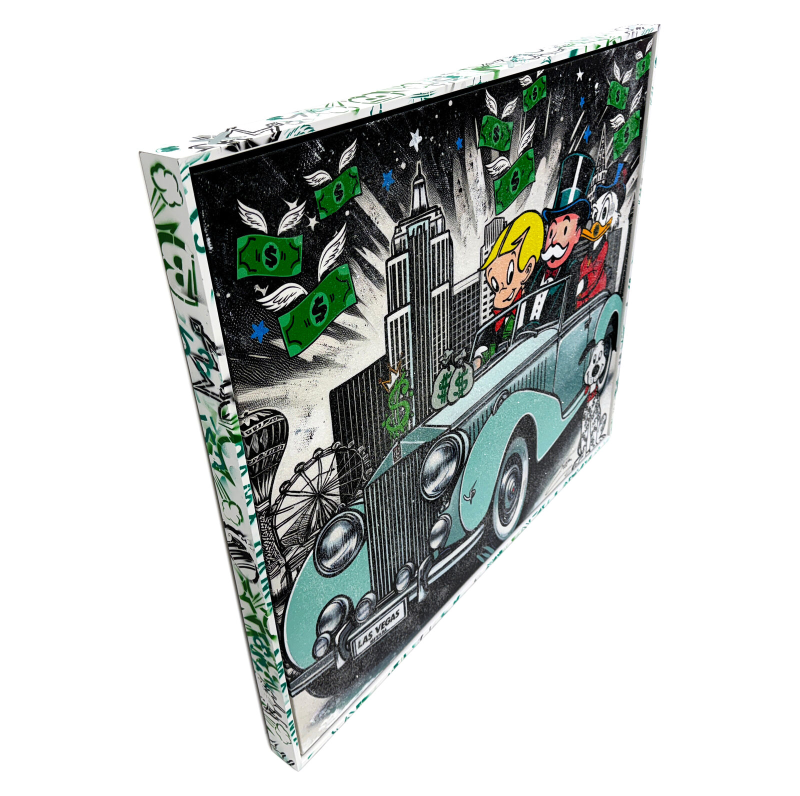 Artwork by Jozza, Strolling In Style (Monopoly), Made of Acrylic on canvas with diamond dust 