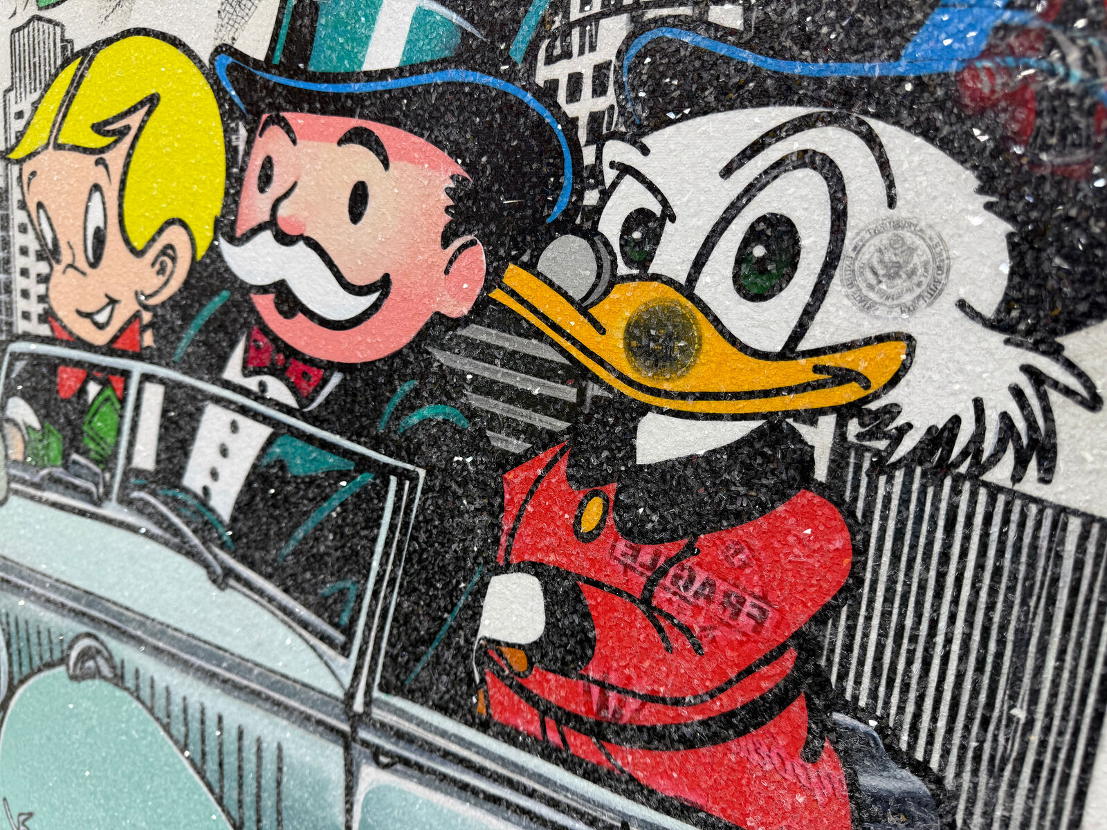 Artwork by Jozza, Strolling In Style (Monopoly), Made of Acrylic on canvas with diamond dust 