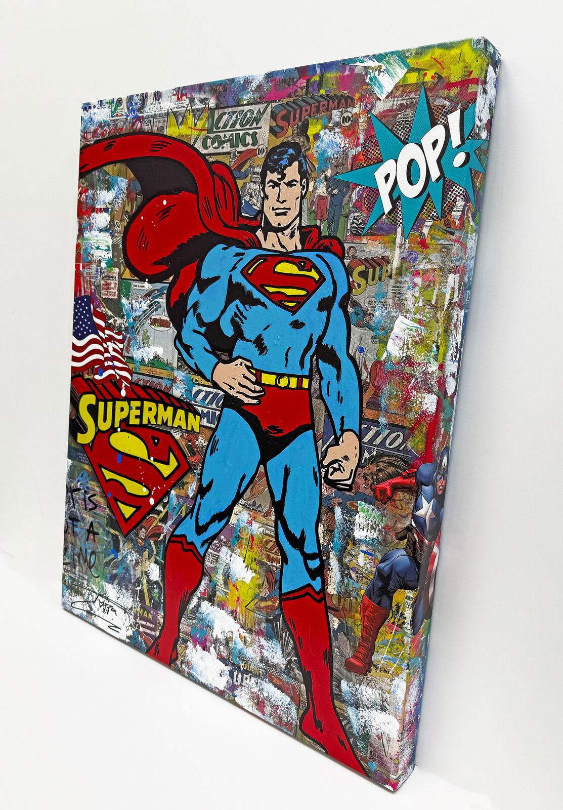 Artwork by Jozza, Super Day! (Superman), original painting on canvas, Made of Acrylic On Canvas 
