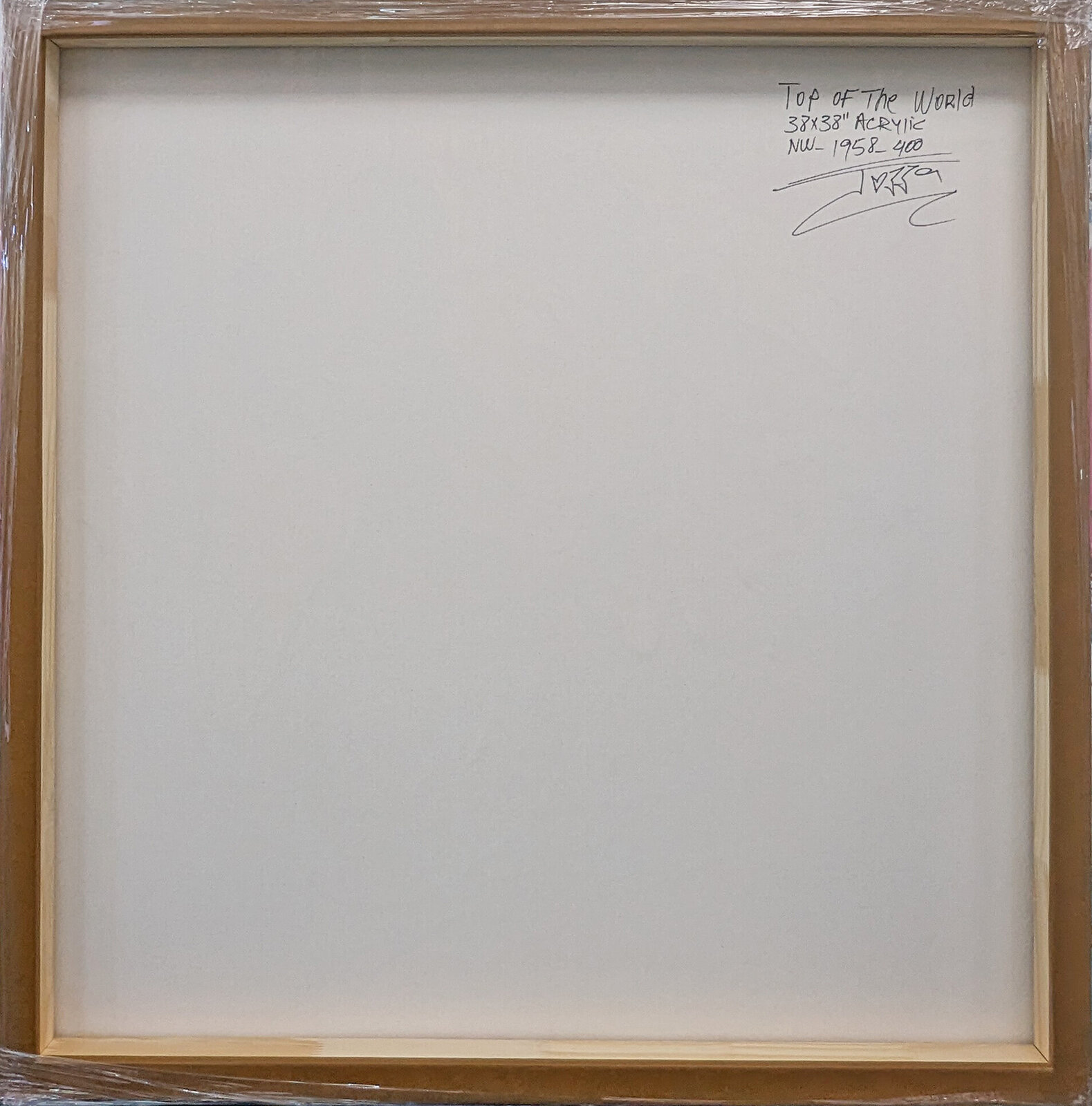 A painting of a mickey mouse standing in front of a colorful wall.