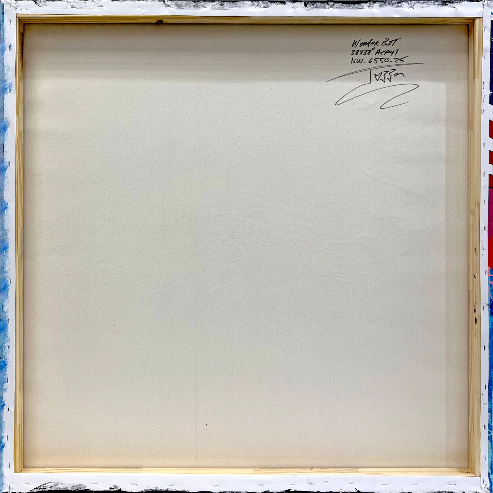 A painting of two superheros standing next to each other on a wall.